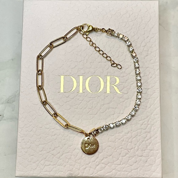 Upcycled Gold J’Adore Charm Mixed Chains Bracelet - Picture 1 of 2